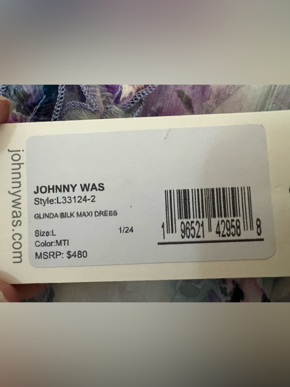 Johnny Was Floral Maxi Dress in Purple and Cream - Picture 8 of 8